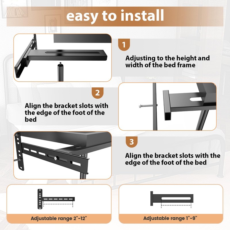 Universal Bed Headboard Brackets, Adjustable Bed Base for Twin/King/Queen/Full Size