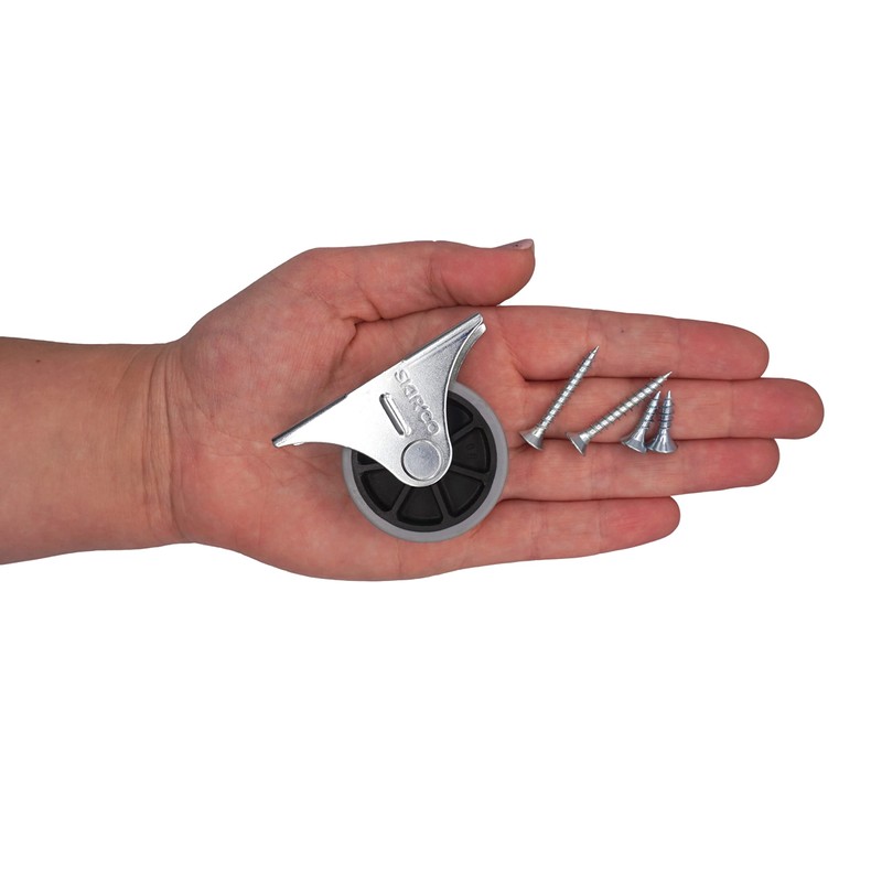 SKIR'CO (Pack of 8) 40mm Rubber Wheels Furniture Castors Fixed