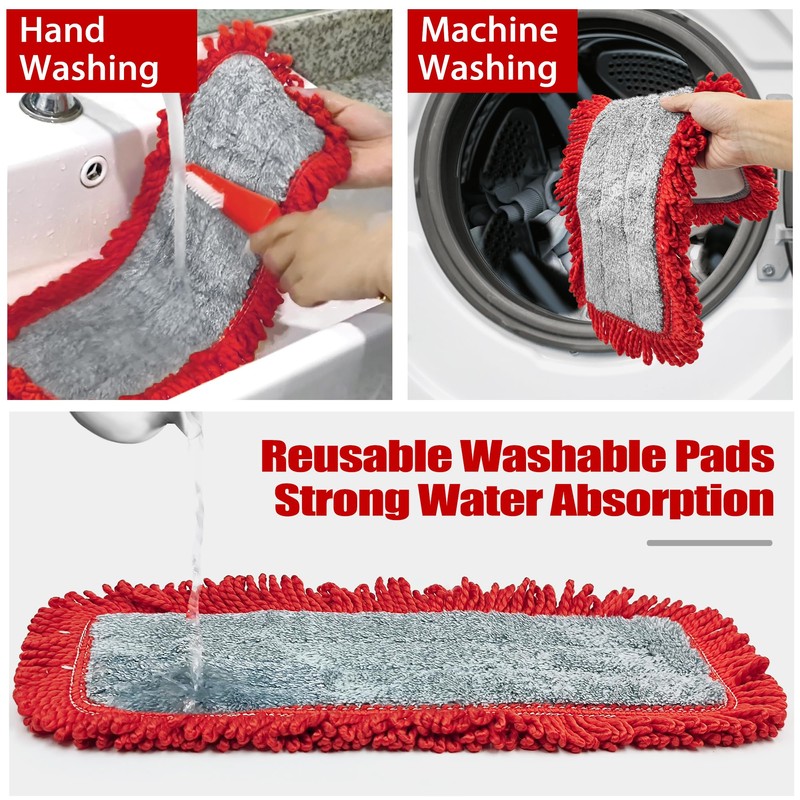 JEHONN Floor Mop Dry Wet Flat Dust Mops with Microfiber