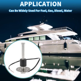 A ABSOPRO Fuel Sending Unit and Gauge Kit 5.12" Length Boat Fuel Sending Unit Marine Fuel Sender Unit Metal Silver Tone Black 1 Set 0-190 Ohm