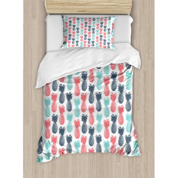 Ambesonne Pineapple Duvet Cover Set, Island Pineapple Tropic Fruit Pattern