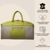 Zyan Lime Green Canvas and Leather Duffle Bag | Weekender