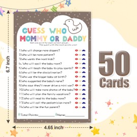 OLOUTAB Baby Shower Games for Boy or Girl - Guess Who Mommy or Daddy(50 Cards),Gender Neutral,Thick Paper,Hilarious,Fun and Easy to Play