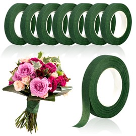 COIDEA 8 Packs Floral Tape, 1/2" Wide Flower Tape, Dark Green Floral Tape for Fresh Flowers, Adhesive Florist Tape for Floral Crafts, Bouquet Floral Arranging Stem Wrapping, Wedding Bouquet, 30Yard