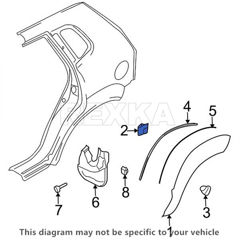Rexka 10pcs Rocker Molding Clip for Hyundai Kia 87756-2E000