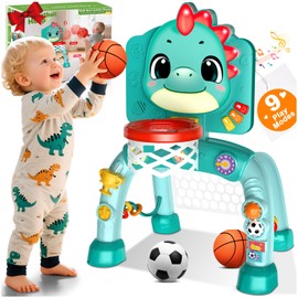 Zerhunt Toddler Sports Activity Toys: Motor Skills Development Energy Release by Mini Basketball & Soccer with Music & Light for Indoor Outdoor - Idea Christmas Birthday Gift for Boys Girls Age 1-3