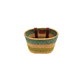 Seagrass Handmade Woven Cruiser Adult Bicycle Basket, Front Bike Basket, Detachable Handlebar Basket, Leather Straps