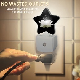 Night Light, White Lotus Flower Plug-in Dusk to Dawn Smart Sensor White Nightlight for Bedroom Bathroom Kitchen Hallway Stairs Energy Efficient Decor Desk Lamp