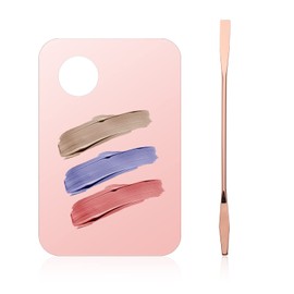 Makeup Spatula and Palette Set, Acrylic Cosmetic Spatula Tool Makeup Mixing Palette with Spatula Foundation Palette and Spatula for Makeup Nail (Pink)
