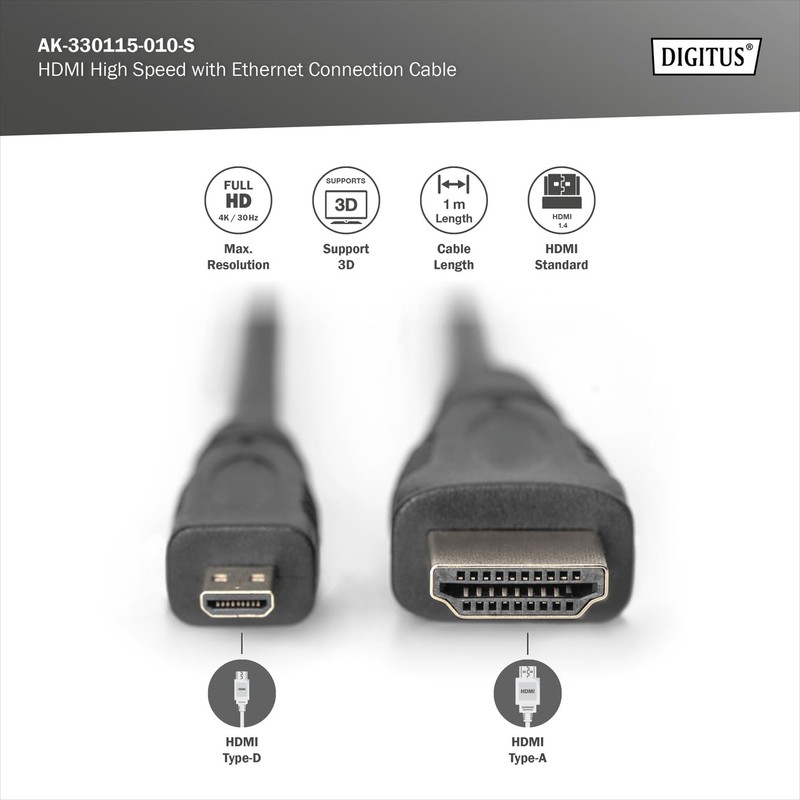 Digitus AK-330115-010-S HDMI Cable
