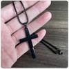 PEAS Fashion Jewelry Stainless Steel Cross Pendant Necklace(Black)