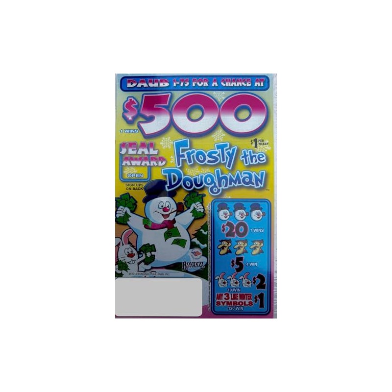 Frosty The Doughman Bingo Pull Tabs Tickets, Bingo Event Game