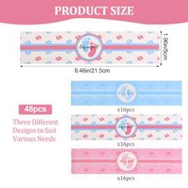 URROMA 48 PCS Gender Disclosure Water Bottle Sticker, Waterproof Little Feet Pattern Water Bottle Labels for Baby Shower for Baby Party Baby 1st Birthday Party Water Labels Supplies
