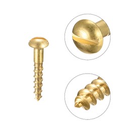 sourcing map Wood Screws M1.6 x 8 mm Slotted Round Head Brass Pack of 100