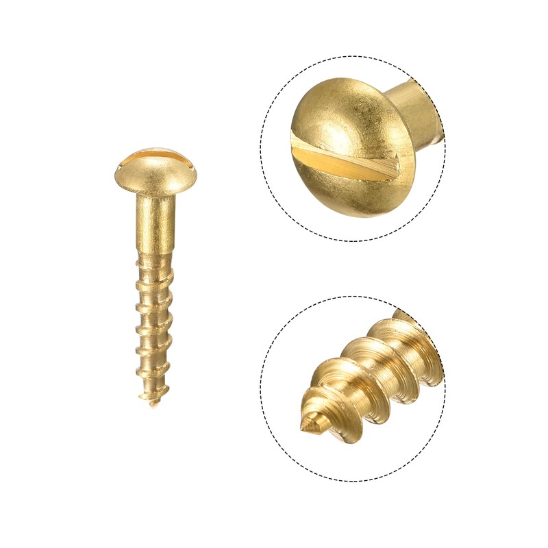 sourcing map Wood Screws M1.6 x 8 mm Slotted Round