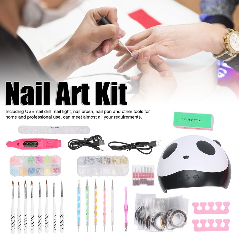 12Pcs Nail Art Kit Rhinestones Dotting Pen Nail Drill Pen