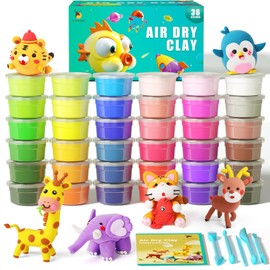 Cutedeer Air Dry Clay Kit, 36 Colors Modeling Clay for Kids, Ultra Light Magic Clay with Sculpting Tools and Tutorials, DIY Molding Clay, Arts Crafts Gift for Boys Girls