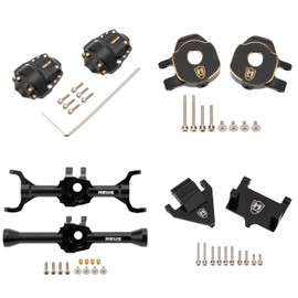 MEUS RACING Ascent 32 Axle Housing with Skid Plate Diff Cover and Steering Knuckles Kit for Redcat Ascent-32 1/32 RC Crawler Upgrades (Black)