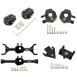 MEUS RACING Ascent 32 Axle Housing with Skid Plate Diff Cover and Steering Knuckles Kit for Redcat Ascent-32 1/32 RC Crawler Upgrades (Black)