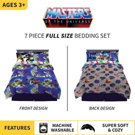 Franco Kids Bedding Super Soft Comforter and Sheet Set with Sham, 7 Piece Full Size, He-Man and the Masters of the Universe