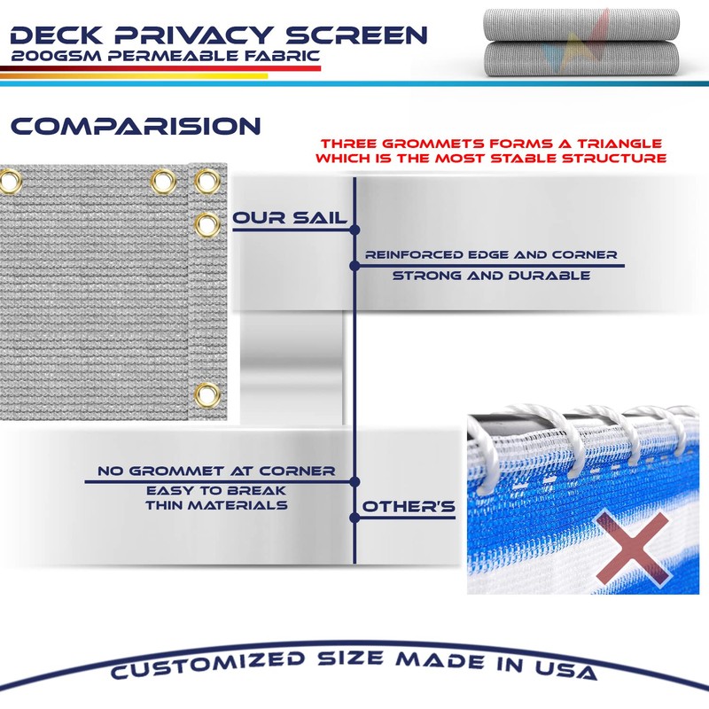 Windscreen4less 3'x50' Deck Balcony Privacy Screen for Deck Pool Fence