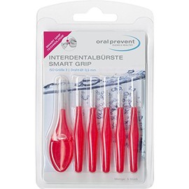 Oral Prevent Interdental Brushes Smart Grip 0.60 mm Red (Pack of 6)