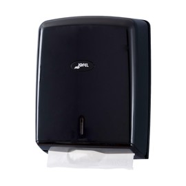 Jofel - Hand Towel Dispenser, Face Towel, Wall Towel Dispenser, Up to 600 Zigzag Cloths, Hygienic, High Quality ABS Housing, Value AH37600, Black