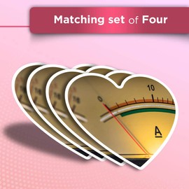 Vinyl Heart Stickers (Set of 4) - Analog Broadcasting Radio Equipment Fun Decals for Laptops,Tablets,Luggage,Scrap Booking,Fridges #44094