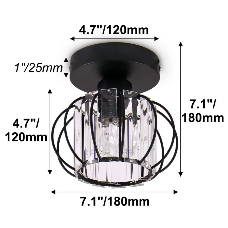 FRIXCHUR Black Modern Semi Flush Mount Ceiling Light Fixture Ceiling