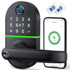 Smart Keypad Door Lock with Handle: NICE DIGI Keyless Entry Electronic Lock for Front Door, Easy Installation (Black)