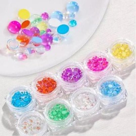 Other brands Transparent Stone Nail Art Luminous Colored Round Glass Bead Stones 100 Pieces 9 Types - GSTON-116 / 투명스톤 네일아트 영롱한 컬러 원형 유리알 스톤 100개입 9종 - GSTON-116