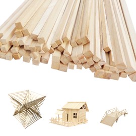 120Pcs Balsa Wood Sticks, 2 Sizes Square Basswood Strips Basswood for Crafts, Unfinished Square Wood Dowel Rods Wooden Craft Sticks for Crafting Woodcraft Decorations