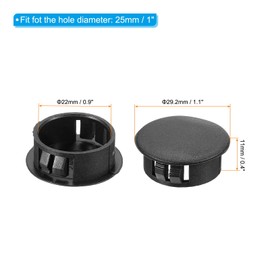 PATIKIL 20Pcs 1" Hole Plugs, 1"/25mm Plastic Hole Plugs, 20Pcs Flush Type Round Hole Plugs Cover Snap in Locking Hole Tube for Table Kitchen Cabinet Furniture, Black