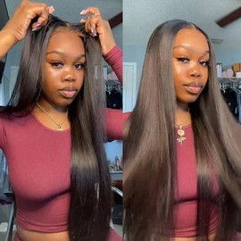 Bling Hair 6x4 Glueless Wigs Straight Ready To Wear Lace Closure Wigs For Human Hair Pre plucked 5x7 Transparent Lace Wig - Color: 6x4 Glueless Wig, Size: 24inch