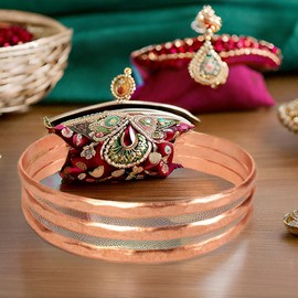 Touchstone New Indian Bollywood Desire Handcrafted Beautiful Hand Hammered Eye Catching 0.75 Inches Designer Jewelry Free Size Cuff Bracelet in Copper Tone for Women.