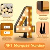 4FT Marquee Light Up 4 Numbers,Black Gold Giant Marquee Mosaic