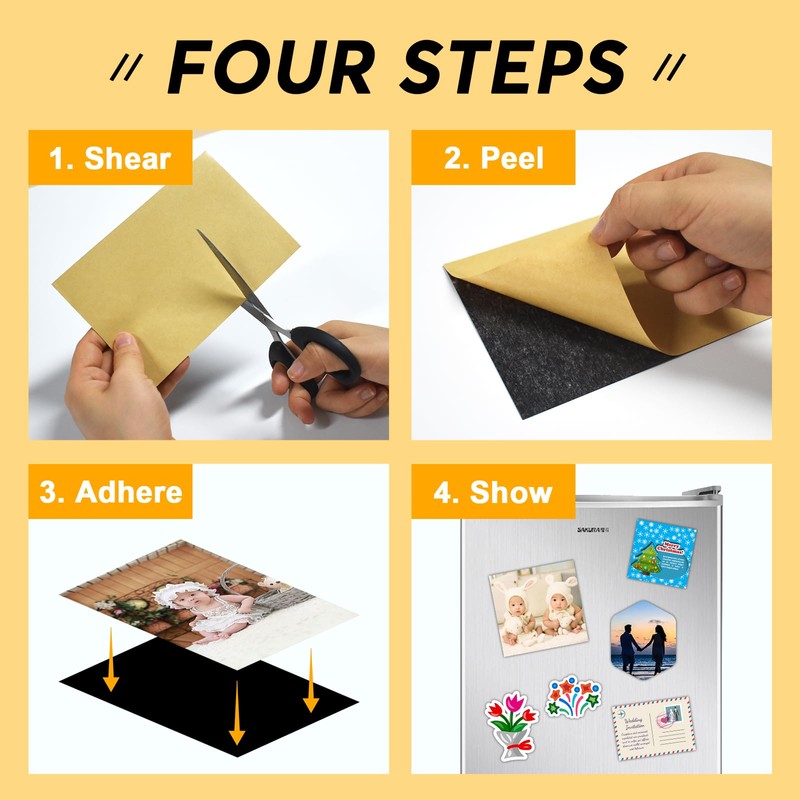 Flexible Magnet Adhesive Sheets, 5" x 7",6 PCS,Magnetic Paper for