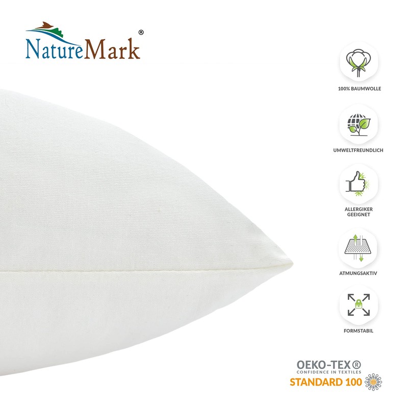 NatureMark Pack of 2 Jersey Cushion Covers, Side Sleeper Pillows,