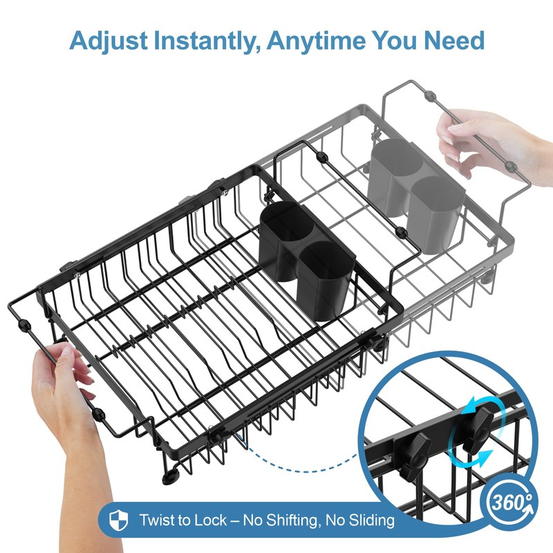 iSPECLE Expandable Dish Drying Rack for Large Sink - Adjustable