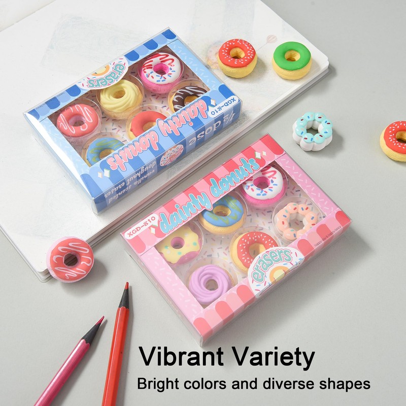HILAZA Donut Erasers for Kids Bulk, 24 Pieces 3D Cute