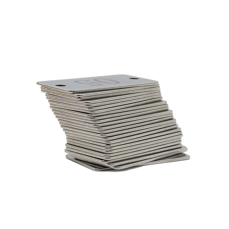 Stainless Steel Rectangle Numbered Tags Metal Number Tags with Two