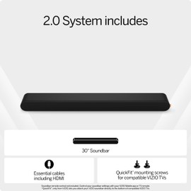 VIZIO SV200M-0805B-RB 2.0 Soundbar, Dolby Atmos, DTS:X, Black - Certfied Refurbished