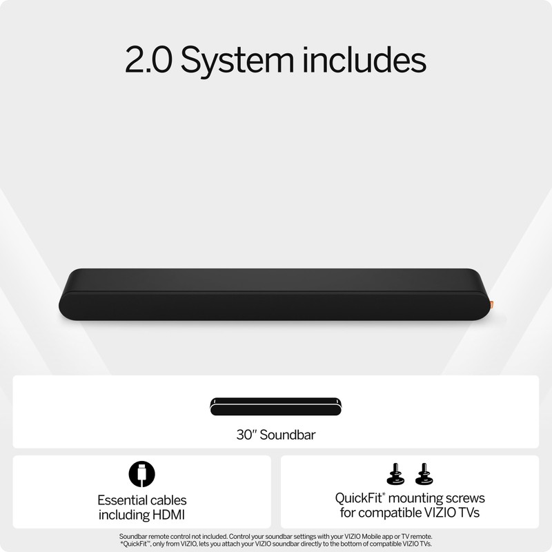 VIZIO SV200M-0805B-RB 2.0 Soundbar, Dolby Atmos, DTS:X, Black - Certfied