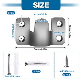VooGenzek 6 Pieces Heavy Duty Picture Frame Hanger, Interlocking Picture Hanger, Flush-Mounted Concealed Bracket, Stainless Steel Furniture Connector Hooks, with Screws, for Photos, Mirrors, Silver