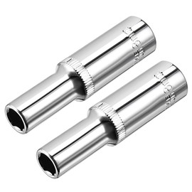 TOP-VIGOR 2 x 3/8-Zoll-Antrieb, 8 mm, 6-Kant-Tief-Stecknuss, metrisch, Cr-V-Antrieb, für Autoreparatur und Haushalt, 2 Stück