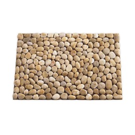 VivaTerra Smooth River Rock Floor Mat – Natural Stone Bath Mat or Entryway Rug – Hand-Gathered Pebbles in Ochre Tones with Felt Backing – A Natural Accent for Your Home Décor (29.5" L x 20" W)