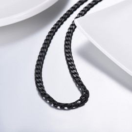 Stainless Steel Necklace Chains Chain Man Trendy Jewelry 28 inch Long Thin Cuban Link Black Chains for Men