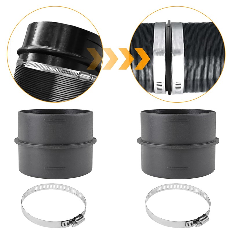 2 Stück Ducting Joiner Verbinder Rohr, 60mm Verbindungsstück Lüftungsrohr mit