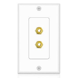 TNP 2 Pack Home Theater Speaker Wall Plate Outlet - 1 Speaker Sound Audio Distribution Panel Gold Plated Copper Banana Plug Binding Post Connector Insert Jack Coupler (1 Pair, Single Gang, White)