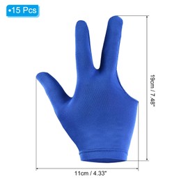 PATIKIL Breathable Pool Glove Spandex Left Hand, 15 Pcs 3 Fingers Anti Slip Billiard Accessories for Women Men Cue Shooter Snooker Sport, Blue